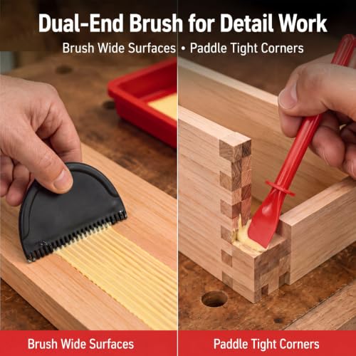 Silicone Glue Roller Kit Silicone Wood Applicator Kit with Tray and Brush Even Spread Edge Gluing Tool Set for Woodworking Arts Crafts Around the Home and Hobbyists