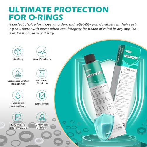 Molykote 111 Compound 150g 5.3oz, General Purpose O-Ring and Valve Lubricant Electrical Damping Medium Anti-Adhesion and Sealing Water Resistance Wide Temperature NLGI Grade 3-4 Translucent White