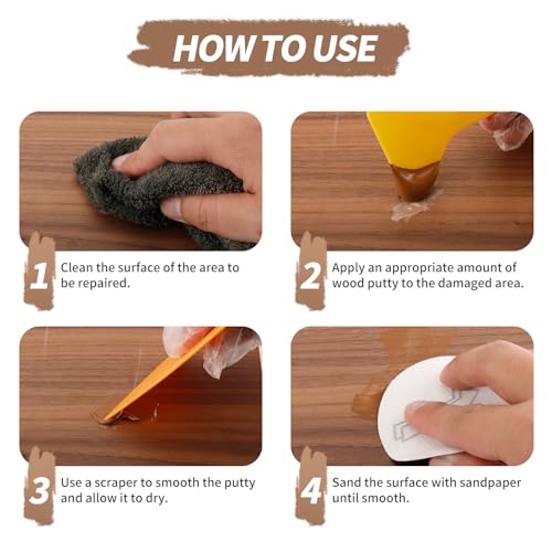 Walnut Wood Filler - 8.8 oz Paintable & Stainable Wood Repair Putty for Furniture - Quick Repair for Broken & Defective Walnut
