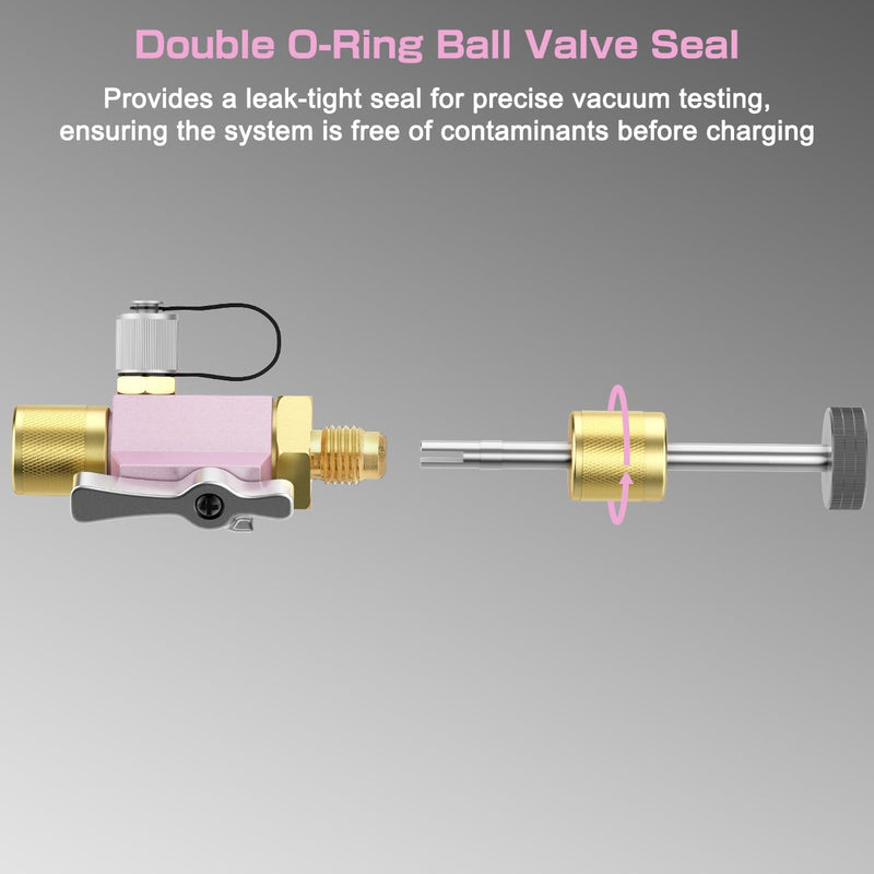 Valve Core Removal Tool for HVAC – Mega Flow Vacuum Rated, 5/16" System Connection for Home AC Appliance, Compatible with R22 R410A R134a, Essential HVAC Tools