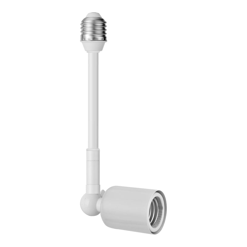 Onite 2-Pack Heavy Duty Light Socket Extender, 360° Adjustable E26/E27 Extension Adapter for High Power Bulbs, Security Cameras & Fans, Outdoor/Indoor (White, 10inch) White
