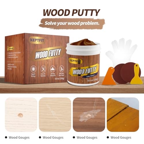 Walnut Wood Filler - 8.8 oz Paintable & Stainable Wood Repair Putty for Furniture - Quick Repair for Broken & Defective Walnut