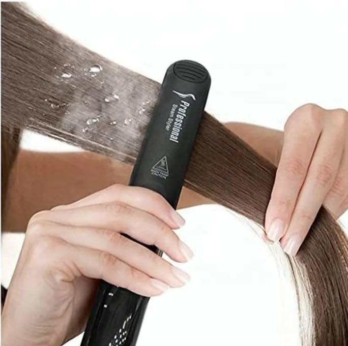 Professional 2 in 1 Steam Flat Iron, Hair Straightener & Curler Styler, Tourmaline Ceramic Steam Hair Straightener, Flat Iron Vapor Plate, Glossy Hairs, Adjustable Temperatures