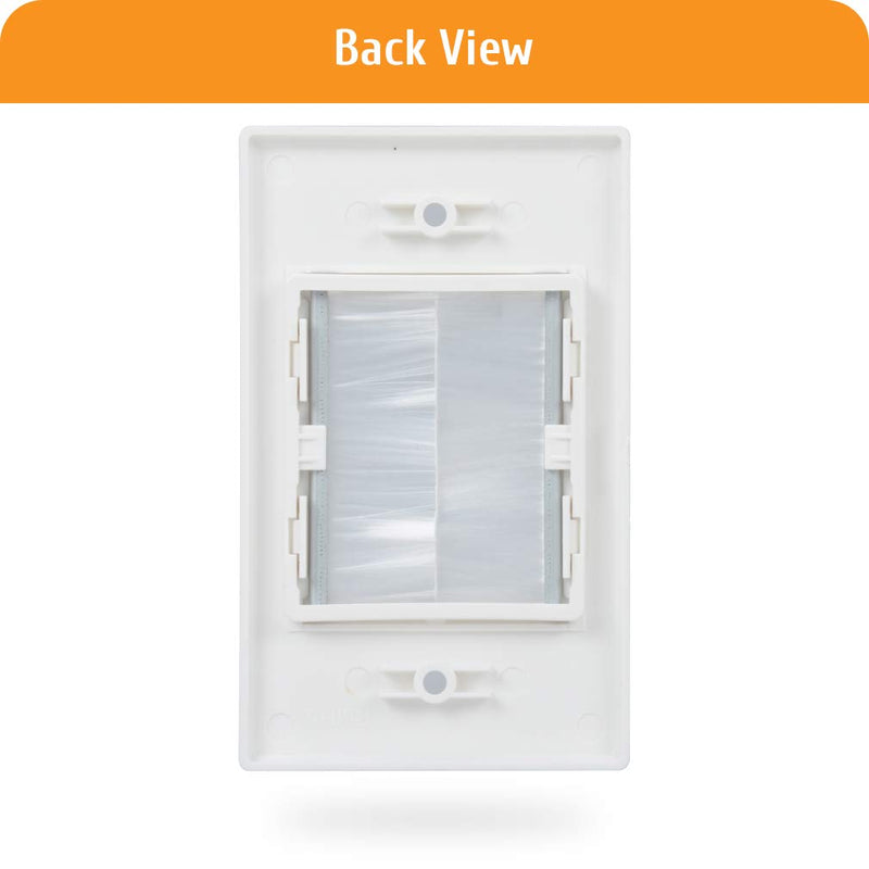 Brush Wall Plate Cab Pass Through, Single Gang Cable Wall Plate with Low Voltage Mounting Bracket for HDMI, Coaxial, Ethernet, Speaker Cables and Wires, White, 2 Pack White-2 Pack