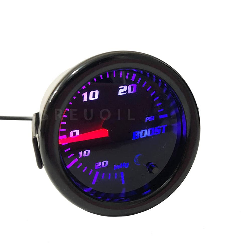 Black 52mm 2" Turbo Boost Gauge 0-30 PSI Pressure Vacuum Turbo Meter with 7 Color Tinted (Without Gauge Cup) Without gauge cup