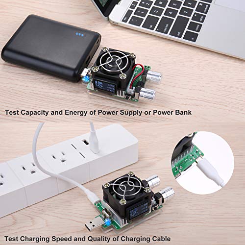 USB Power Meter, Eversame 35W Adjustable Constant Current Electronic USB Load Tester Power Discharge Resistor With QC2.0/3.0 Trigger–For Testing Chargers And Cables/The Capacity of Power Bank