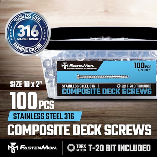 Composite Deck Screws, #10 x 2, 100PCS, Natural #10 x 2" 100