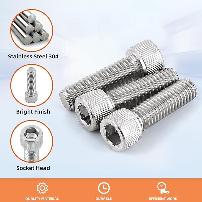 10 Pcs M6 x 35mm Thread Pitch 1 mm Stainless Steel 304 Hex Socket Head Cap Screws Bolts Kit (10 Pack M6 x 35mm) 10 Pack M6 x 35mm