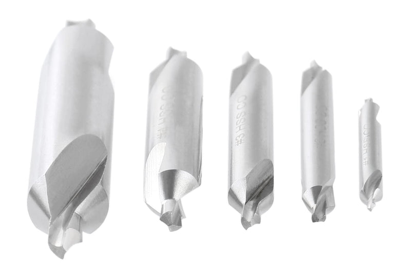 Accusize Industrial Tools 5pc ANSI M42 (H.S.S. + 8% Cobalt) Center Drill Set, 0556-5500 | ANSI M42 (HSS + 8% Cobalt), Plain Style, 60° Included Angle, Right Hand, Single Fluted, Plastic Case M42 8% Cobalt