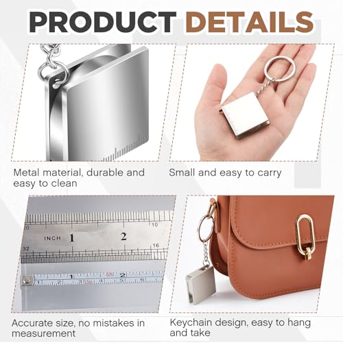 Quelay 10 Pcs Mini Tape Measure Keychain,Small Measuring Tape, Silver