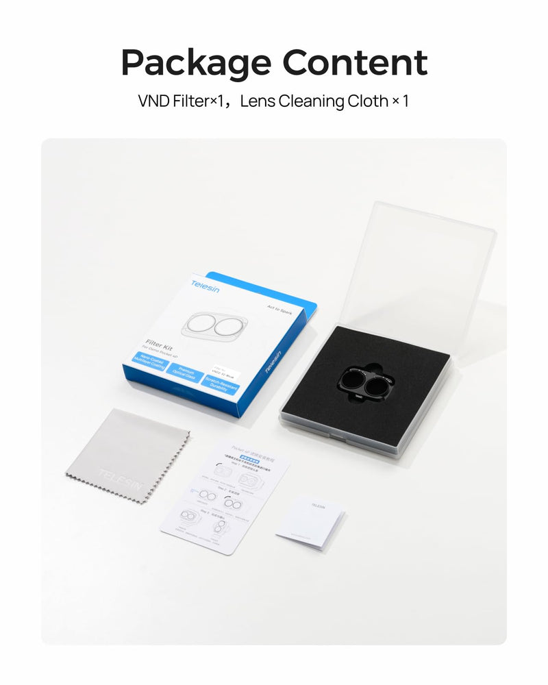 TELESIN Variable ND Filter for DJI Osmo Pocket 4P, VND2-32(5 Stops) | Multi-Coated Optical Glass Exposure Control, Cinematic Video Vlog Travel | DJI Osmo Pocket 4P Accessories VND2-32 Filter