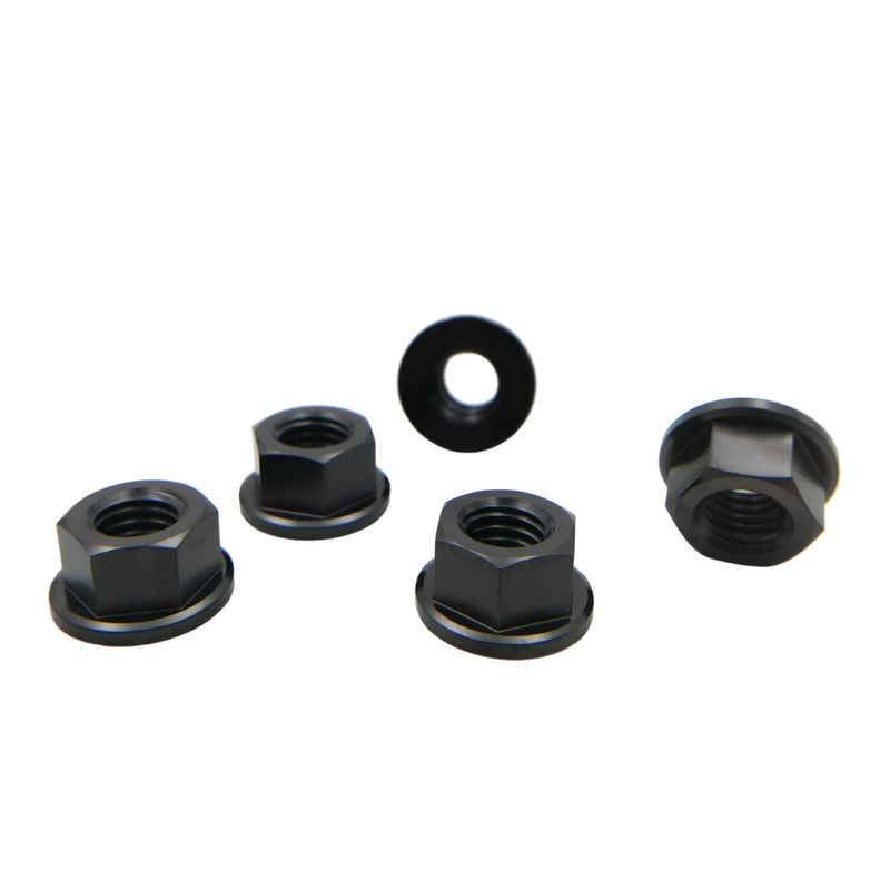 RISON Titanium Nut Titanium Flange Nut M10x1.25mm Titanium Sprocket Nut Black 6AL4V Titanium Flange Nut for Motorcycle 5PCS