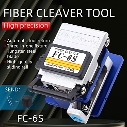 FTTH optical fiber tool kit with 36000 cutter FC-6S and optical fiber drop cable optical fiber stripper CFS-3 stainless steel Adjustable openin three-port hole optical fiber cold connection (5 in 1) 5 in 1