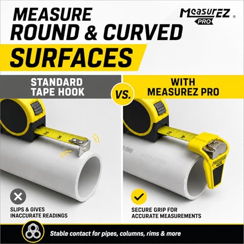 No Slip Tape Measure Hook Extension | Rubber Grip Hook for Round Edges (5 Pack) | Measure Pipes, Columns & Curved Surfaces | Do-It-Yourself, Handyman, Construction Gift & Stocking Stuffer | USA Made 5 pack