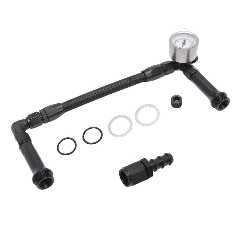 Braided AN6 Dual Feed Carb Fuel Line Double Pump for Holley 4150 Carburetor with Vacuum Pressure Gauge