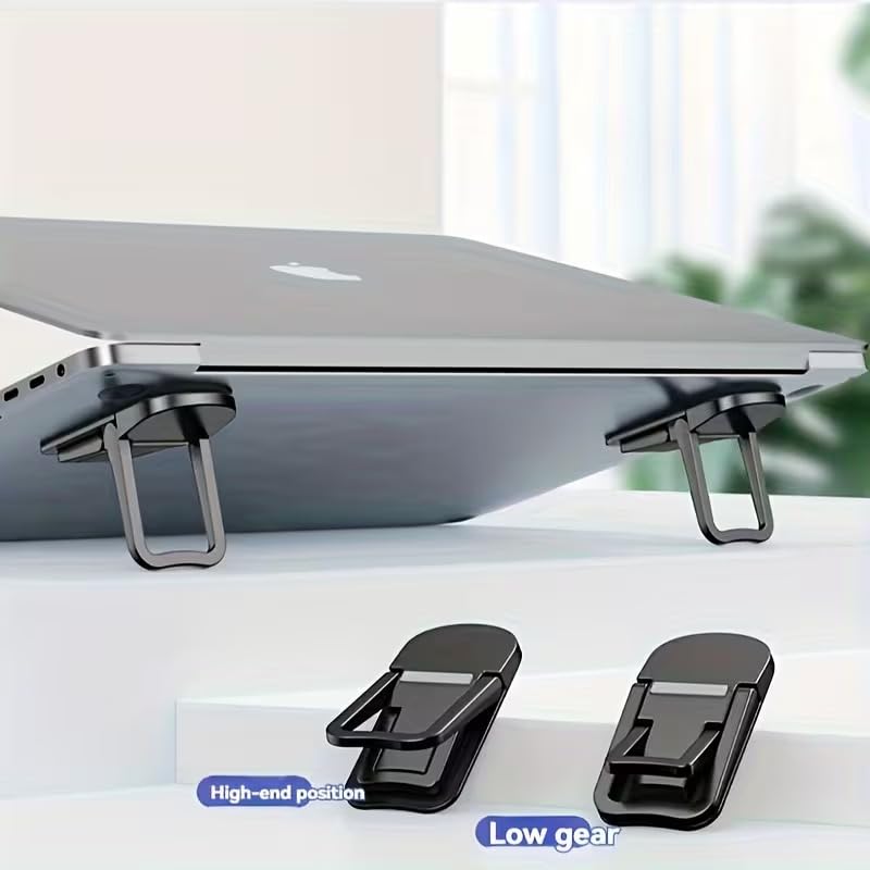 2-Pack Invisible Laptop Stand Adjustable Multi Angle Mini Keyboard Riser Foldable Cooling Feet for Tablet Notebook