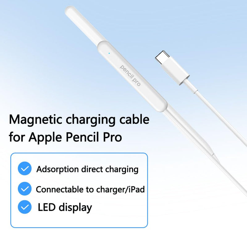 Magnetic Wireless Charger with Cable Compatible for Apple Pencil Pro Only, Convenient Charging Stand with LED Charging Indicator for Pencil Pro Latest Model