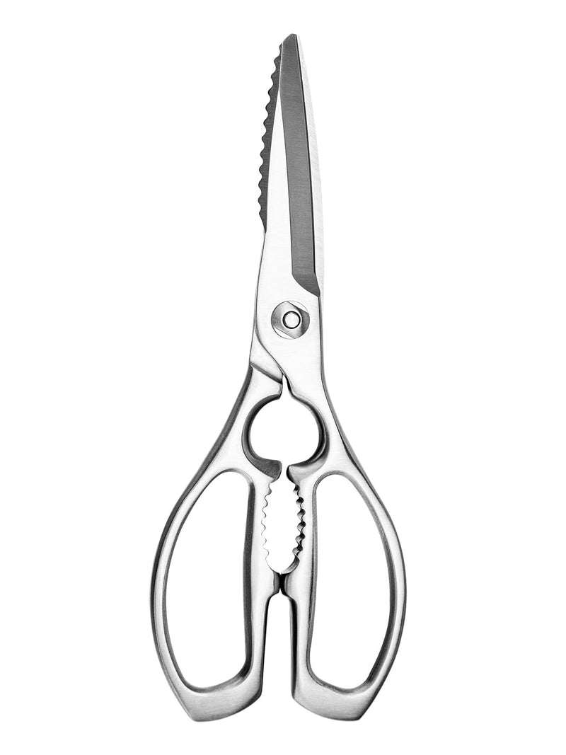 Heavy-Duty Kitchen Scissors Forged from Stainless Steel, Kitchen Shears for Food, Ideal Cooking & Culinary Scissors for Meat, Poultry and Vegetables, Dishwasher Safe, 5-Year Warranty Silver