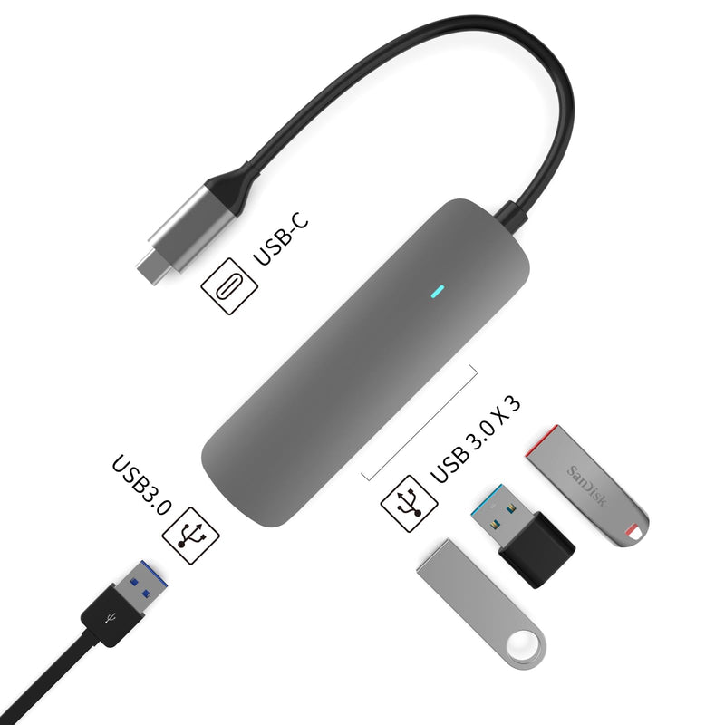 USB-C to USB 3.0 Hub 4-Port by MMOBIEL – 4-in-1 USB-A Splitter Adapter, 5Gbps High-Speed Data Transfer, Compact Aluminum Hub – Compatible with MacBook, iPad Pro, Dell, Samsung, USB-C Laptops & Tablets USB-C to 4-Port USB-A Hub