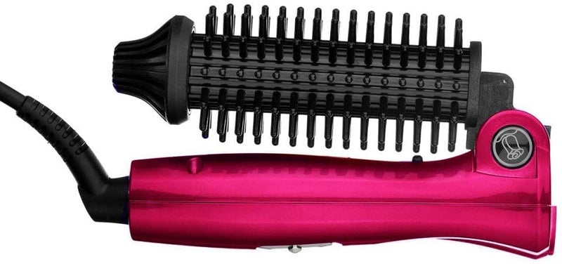 Foldable Travel Hair Curler Brush – Dual Voltage 100-240V Styling Tool with UK Plug, Compact Hot Brush for Short Hair, Quick Heat-Up, Easy to Use & Travel-Friendly Rose