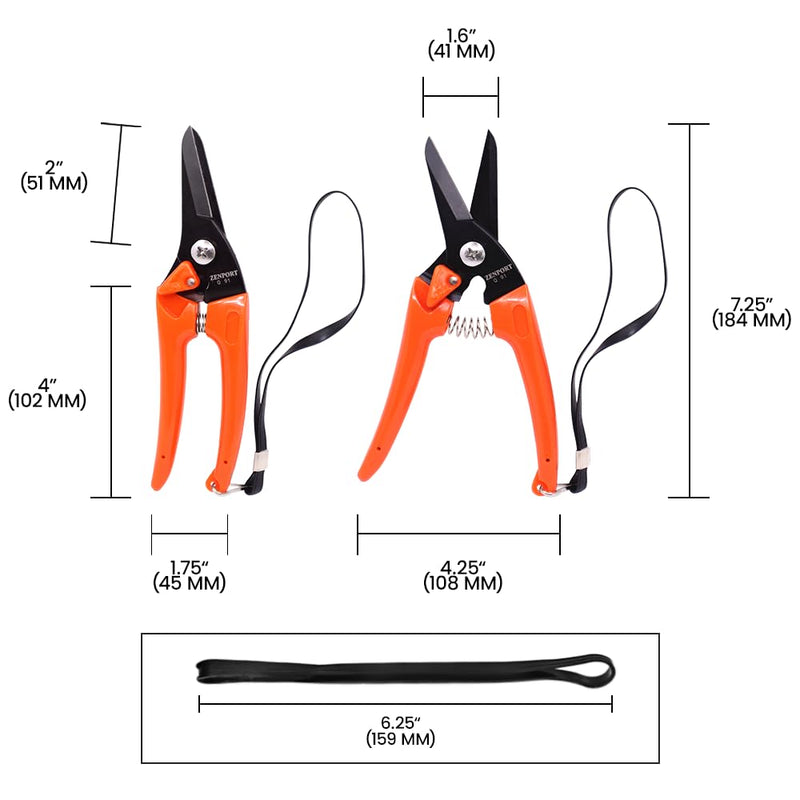Zenport Q91-3PK of Pruners, Zen-Magic, Ultra Twig and Hoof Trimming Shear, Twin-Blade, 7.5-Inch Long, 3-Pack