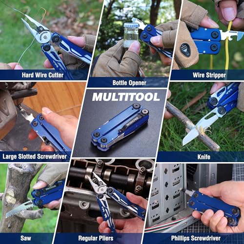 WORKPRO 24-in-1 Mutitool, Pocket Knife, Screwdrivers, EDC Self-locking Blue
