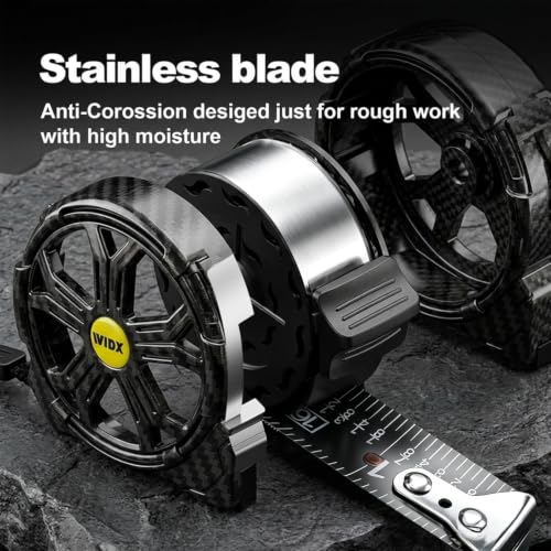 25Ft Measuring Tape Retractable Stainless Steel Carbon Fiber Style Pattern