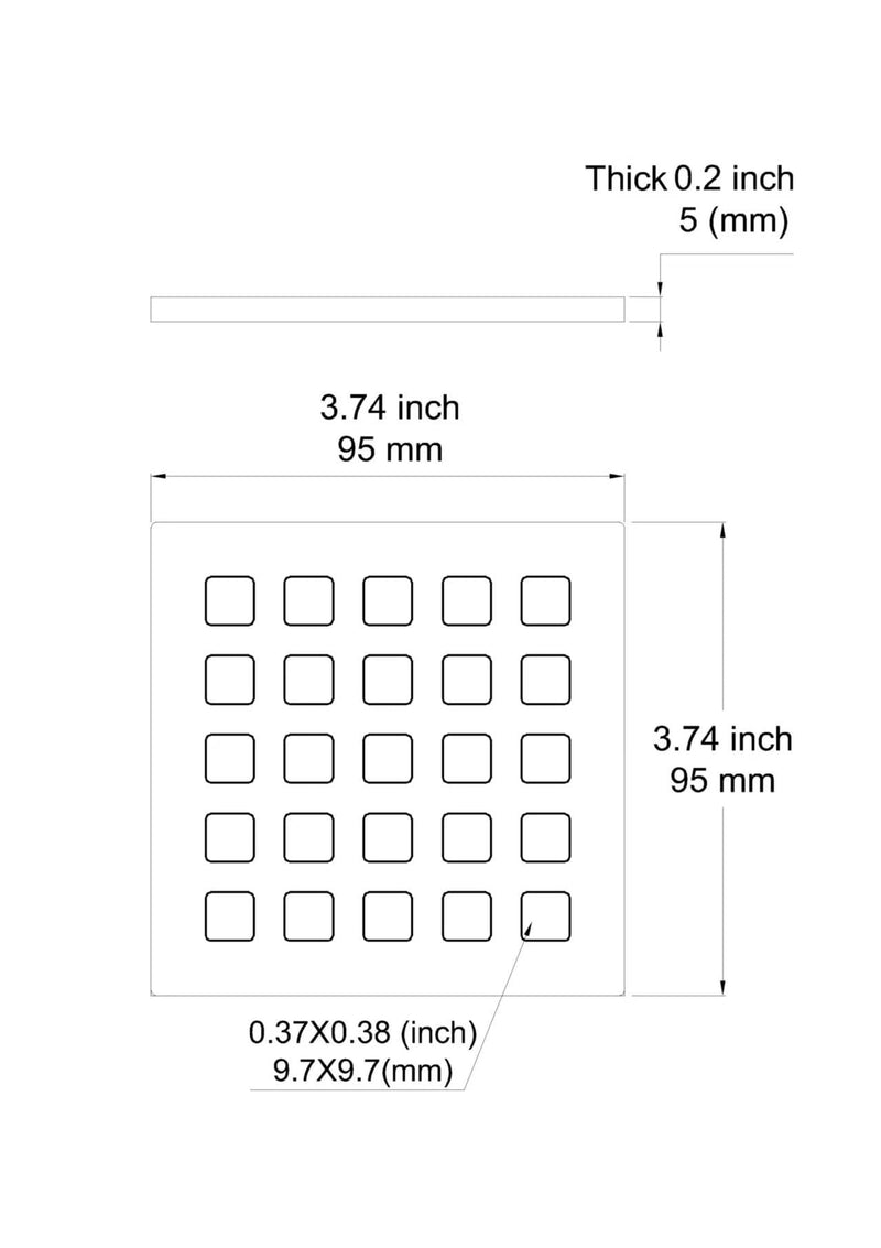 3.75 Inch Square Shower Drain Cover 5mm Thick Floor Drain Square Grille (Brushed Nickel) Brushed Nickel