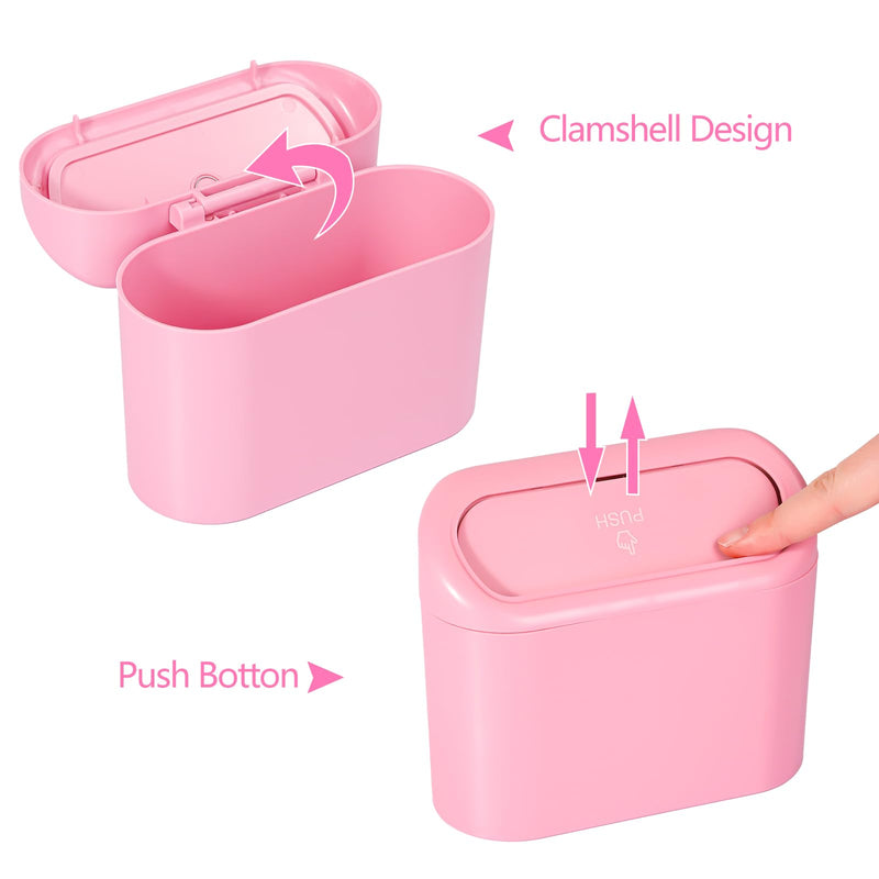 NBTEPEM Pink Car Trash Can with Lid, Mini Auto Garbage Can with 30 Trash Bags, Leakproof Automotive Garbage Container Bin, Multipurpose Organizers and Storage for Car, Home, Office (Pink) 1