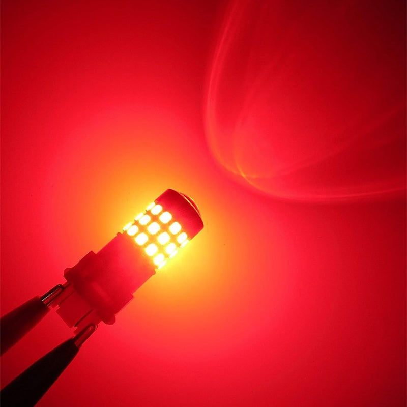 Alla Lighting Upgraded Version T25 3156 3157 LED Strobe Brake Lights Bulbs, Red Flashing Stop Lamp 3057K 4057K 3457 4114 4157KX 3157KK 3157KX 3155 Super Bright 2835-SMD 12V Pure Red