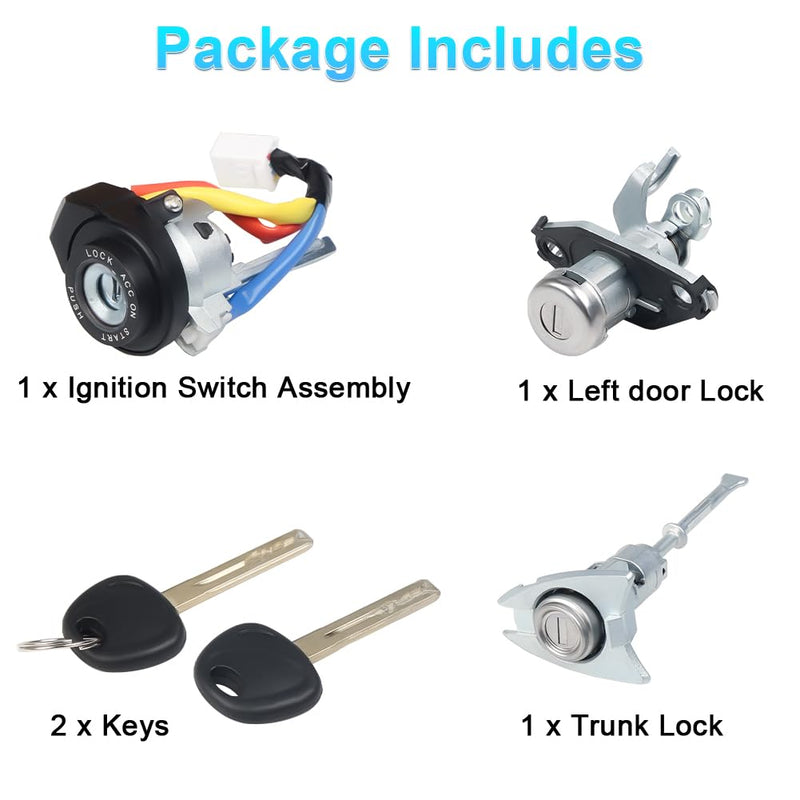 Ignition Switch Lock Cylinder Compatible with 2009-2014 Hyundai Sonata 2011-2015 Hyundai Sonata Hybrid Replacement for 81970-3SA00 81250-3SA00 Front Left Door Lock with 2 Keys