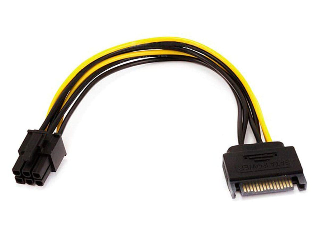 Monoprice SATA Cable - 0.67 Feet - Black | SATA 15pin to 6pin PCI Express Card Power Cable