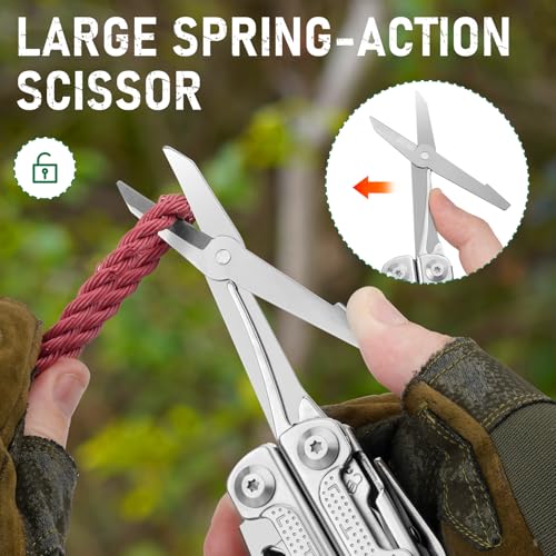 BIBURY Multitool Pliers Pro with 440A Knife & Full Size Scissors, BI2049 Silvery