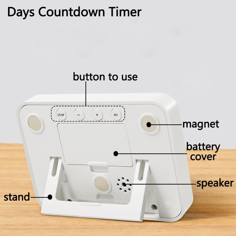Digital Countdown Days Timer Clock- 9999 Days Count Down Timer with Stand Strong Magnetic Back for Retirement Wedding Vacation Birthday Exam Lab Kitchen Cooking M281 Day Timer