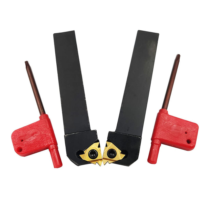 5/8" 2PCS CNC Lathe Carbide Indexable Threading Turning Tool Holder SER1616H16 + SEL1616H16 with 2PCS 16ER/IR AG60 BP010 Indexable Carbide Turning Insert Blade