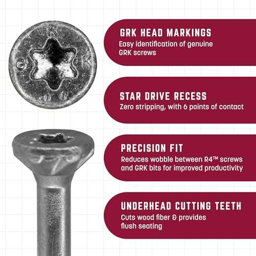 GRK Fasteners R4™ 305 Stainless Steel #10 x 3-1/8 Inch Outdoor Screws, 70 PCS, Extreme Corrosion Resistant, Coastal Structures, Fast Bite Tip, Star Drive Recess, T-25 Bit Included, Steel #10 x 3-1/8" 70.0