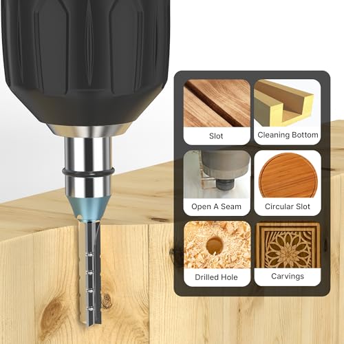 HUHAO TCT Straight Router Bit 1/2" Shank – 3 Flutes Slot Cutter Milling Cutter for Wood, CNC Trimming Slot Bits, TCT Cutters, 38mm Cutting Depth 1/2*8*38