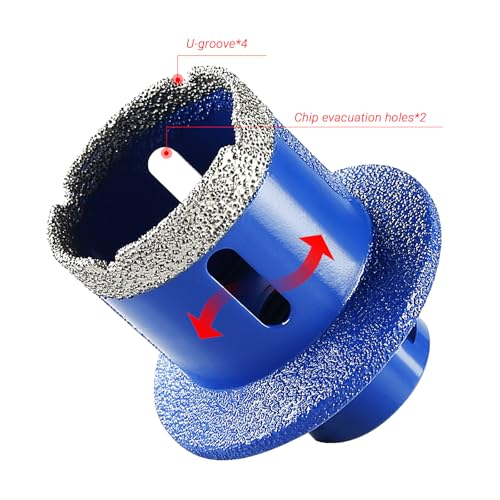 LOZLIN 50mm Diamond Core Drill Bit, Vacuum Brazed Hole Saw with 5/8"-11 Thread, Dry/Wet Drilling for Porcelain Tile Ceramic Marble Granite Quartz Countertop Sink & Faucet Hole