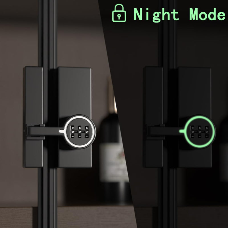 Black (Luminous) 180 Degree Barn Door Lock,Mechanical Password Lock,3 Digit Password Keyless,Flip Latch with Combination,Protect Privacy,for Bedrooms,garages,Cabinets,Windows,Garden,and Bathroom Black (Luminous) 1