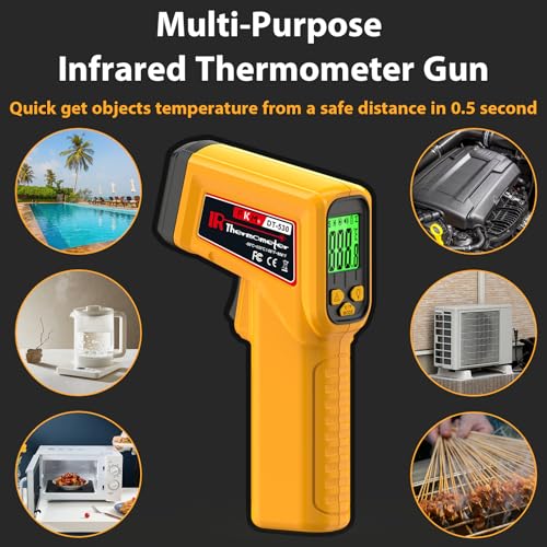 FKM Infrared Thermometer Gun Non-Contact Laser Temperature Gun,-58°F~986°F Yellow