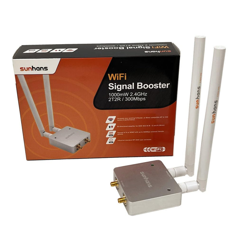 Dual Antenna WiFi Signal Booster 1000mW 2.4 GHz 2T2R / 300Mbps WiFi Signal Amplifier Repeater Extender SH24Gi1000-D2 for Routers, IP Camera, UAV, IP Cameras, RC Equipment