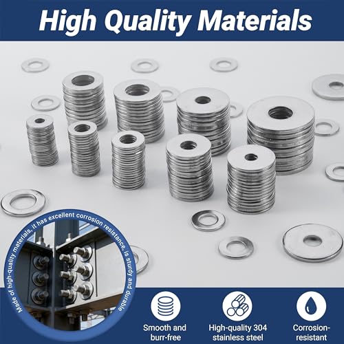 60 Pcs 1/2" Fender Washers Stainless,1/2" ID x1.43 OD x 0.1" Thick 1/2" x 1.43"OD x 0.1"T 60