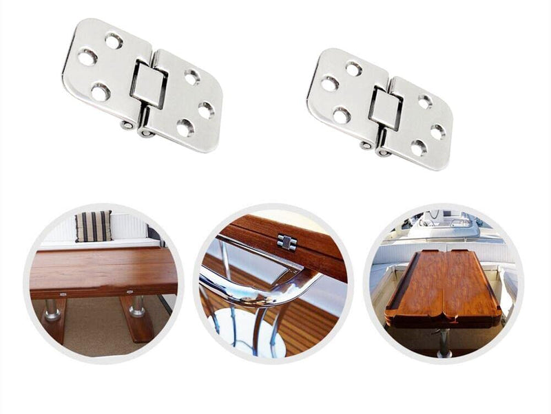 NRC&XRC Marine 316 Stainless Steel Boat Hinge Self-Supporting Folding Table Hinges Home Flap Tables Furniture Hardware Folding Table Hardware (2pcs) 2PCS