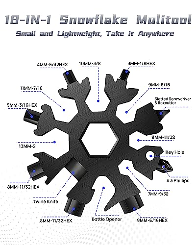 BIBURY Gifts for Men, 12 in 1 Hammer Multitool with 18 in 1 Snowflake Tool