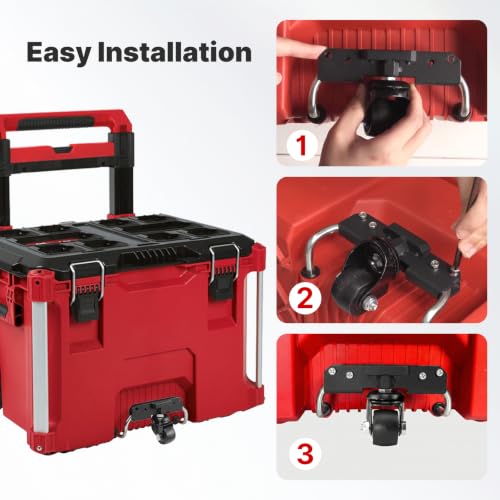BYERN AUTO Front Wheel Compatible with Milwaukee Packout Rolling Toolbox Black