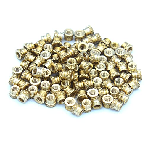 [ J&J Products ] Brass Insert IUB-256, 2-56 Tapered, Thru-Threaded, 3.6 mm OD, 2.9 mm Length, Heat Staking Inserts, 100pcs