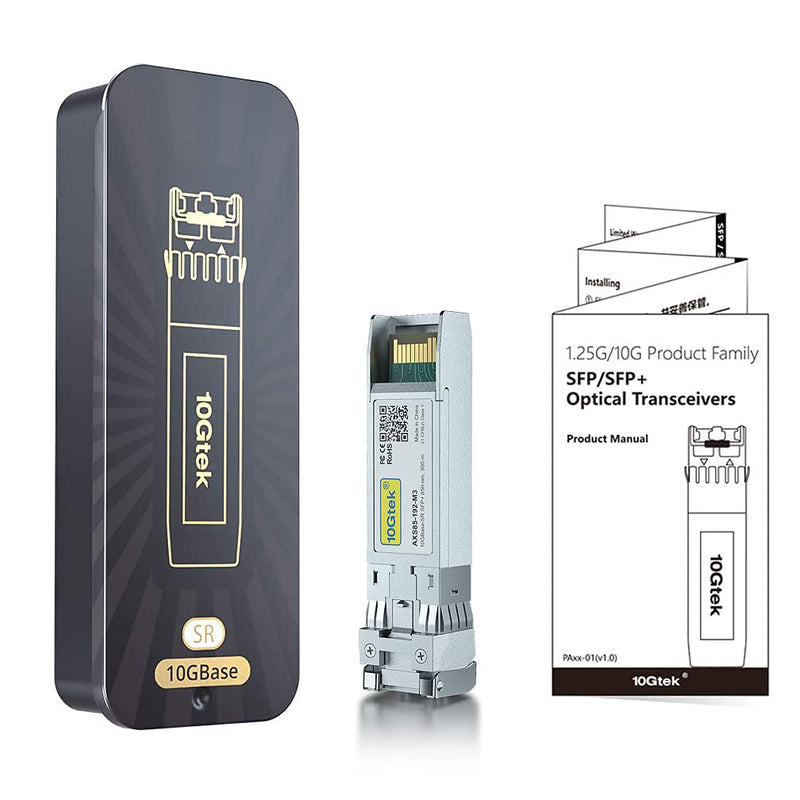 10Gtek 10GBase-SR SFP+ Transceiver, 10G 850nm MMF, up to 300 Meters, Compatible with Intel E10GSFPSR, Pack of 2 4. 10GBase-SR: 300m For Intel X2