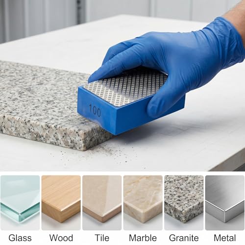 12pcs Diamond Sanding Pads- Versatile Mesh Sanding Blocks 60/100/200/400 Grit for Wood, Glass, Edge Finishing and Ceramic Tile Tools
