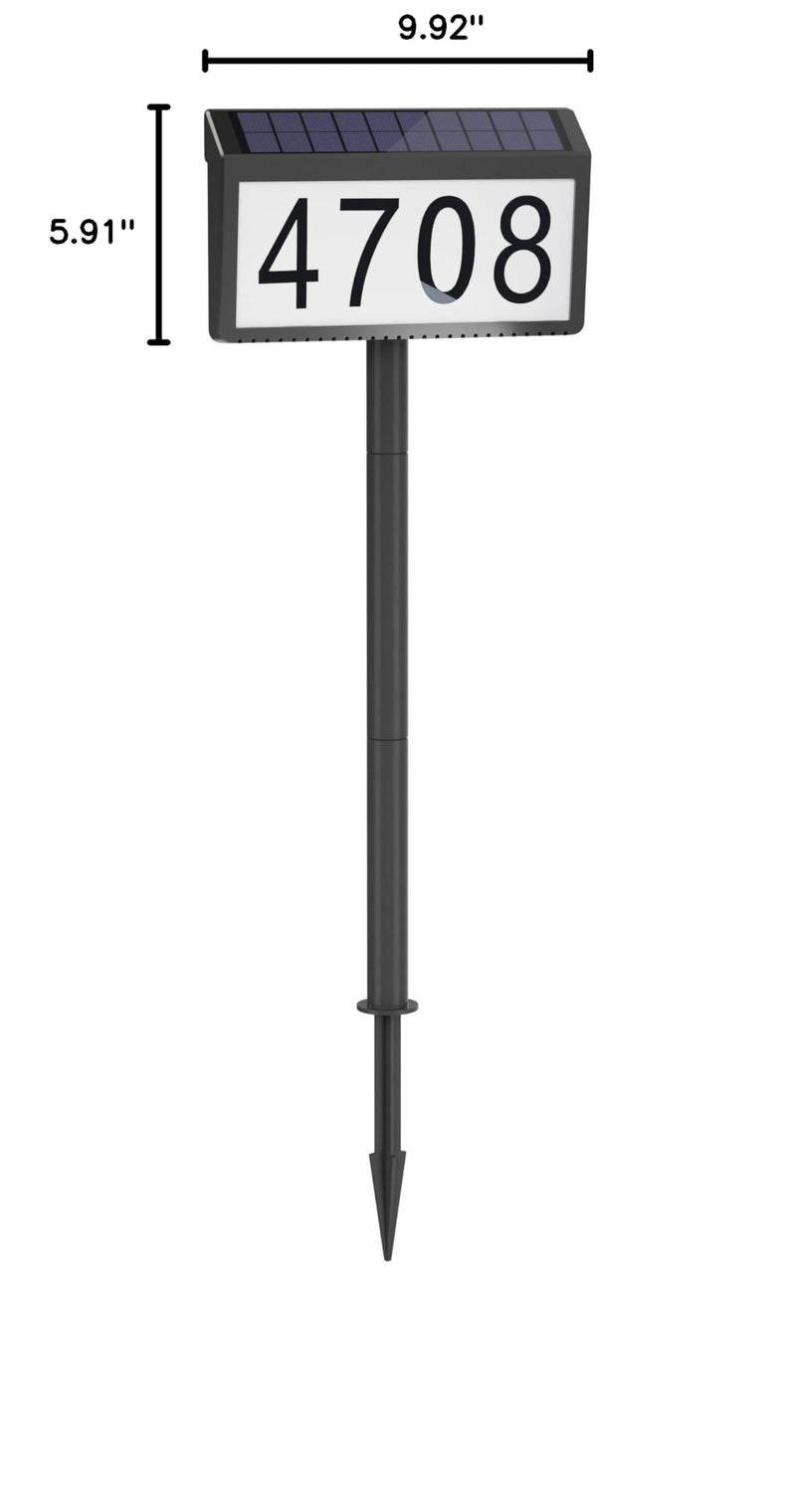 MAXvolador Solar Powered Address Sign House Numbers Waterproof, 3-Color Lighting Modes LED Illuminated Address Plaque with Stakes, Outdoor Address Number 1