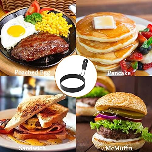 Egg Rings 4 Pcs Large 6" Pancake Molds And 4 Pcs 3.5" Fried Egg Molds Stainless Steel Nonstick Egg Ring for Frying Eggs And Muffins Round (Two Sizes)